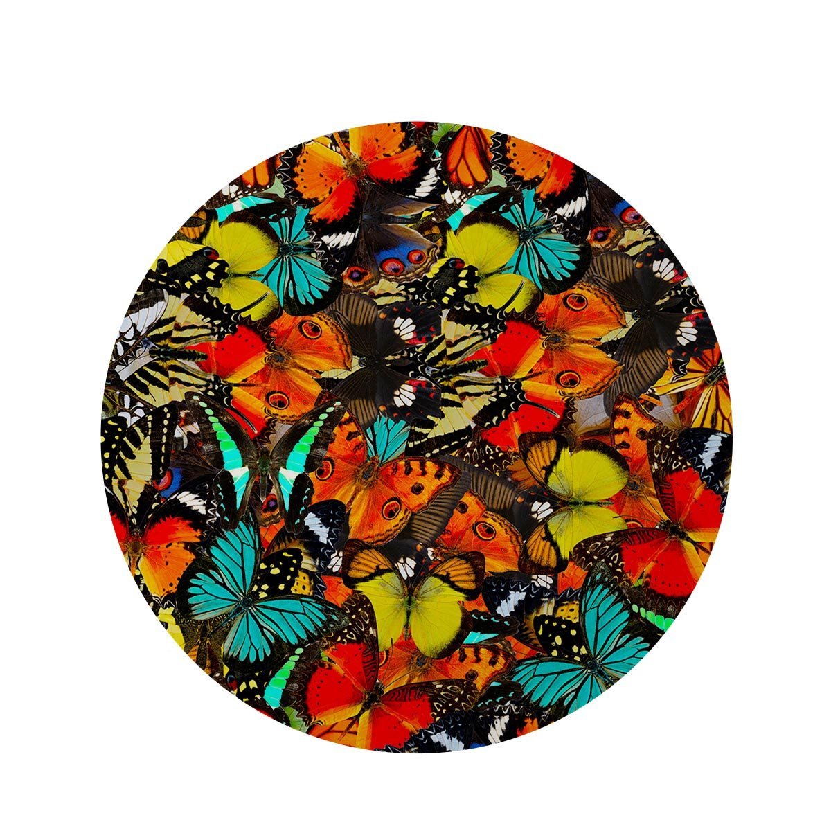 Abstract Colorful Butterfly Print Round Rug-grizzshop