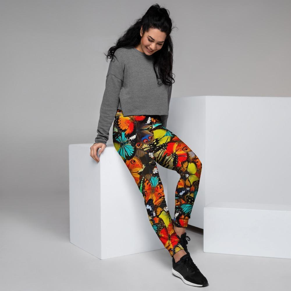 Abstract Colorful Butterfly Print Women's Joggers-grizzshop