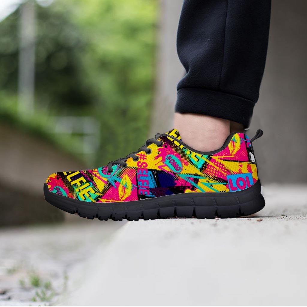 Abstract Comic Bubble Graffiti Print Men's Sneakers-grizzshop