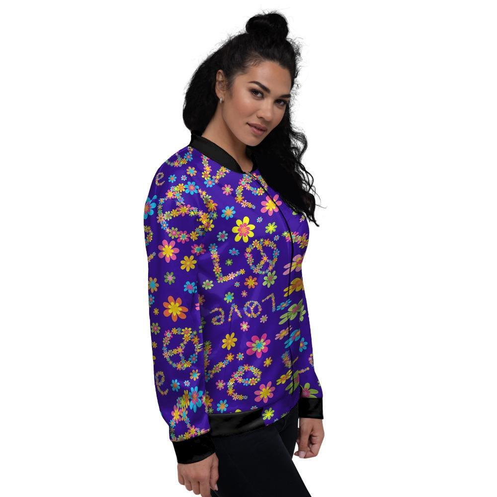 Abstract Floral Hippie Women's Bomber Jacket-grizzshop