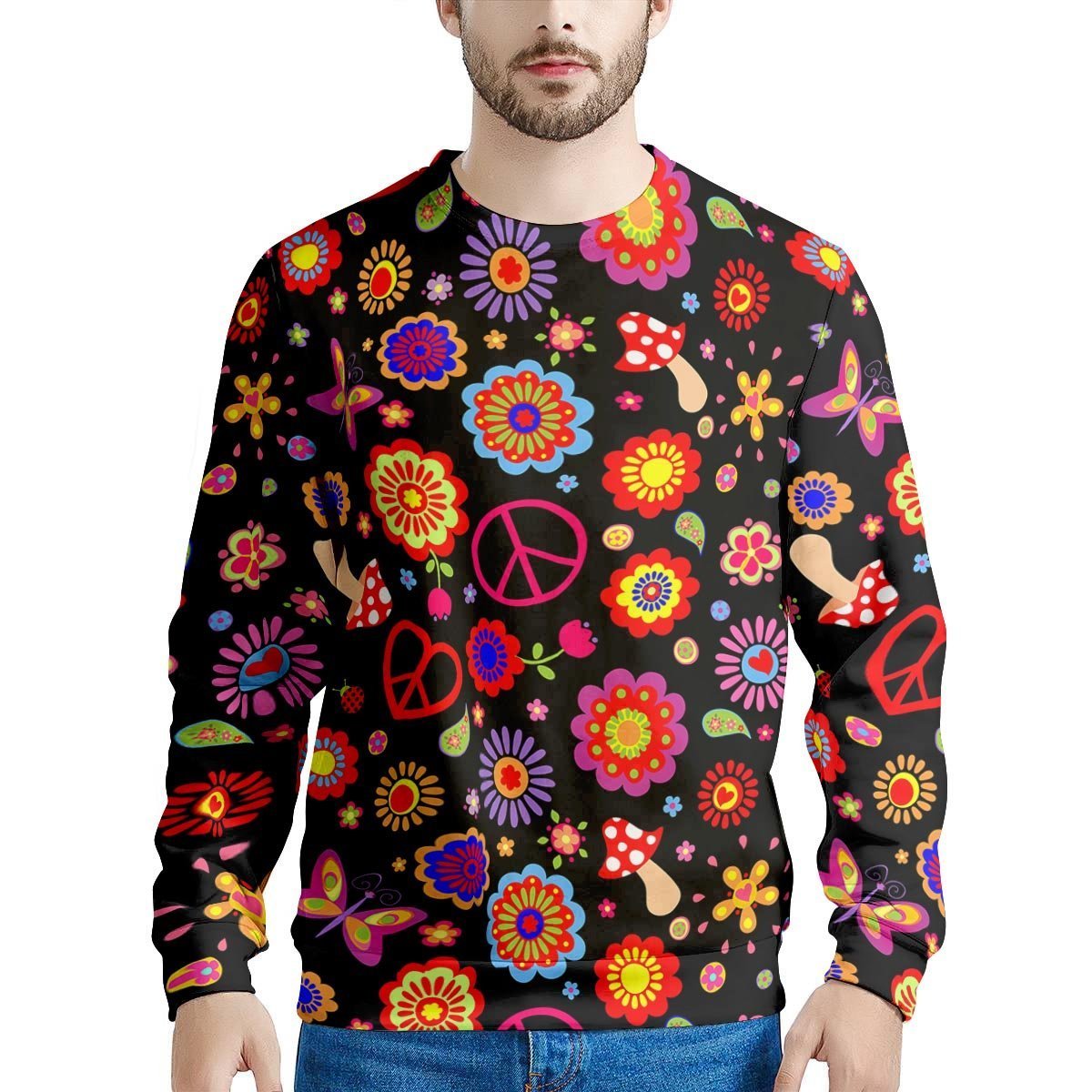 Abstract Flower Hippie Men's Sweatshirt-grizzshop