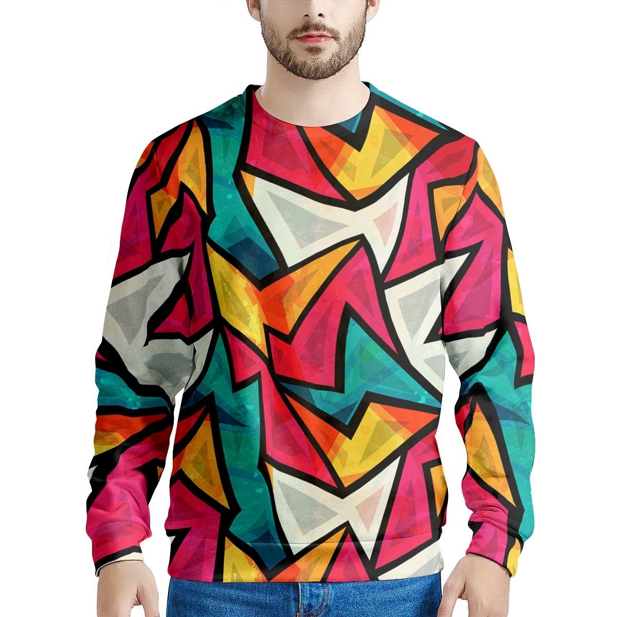 Abstract Geometric Colorful Men's Sweatshirt-grizzshop