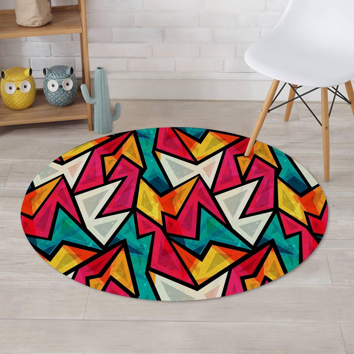Abstract Geometric Colorful Round Rug-grizzshop