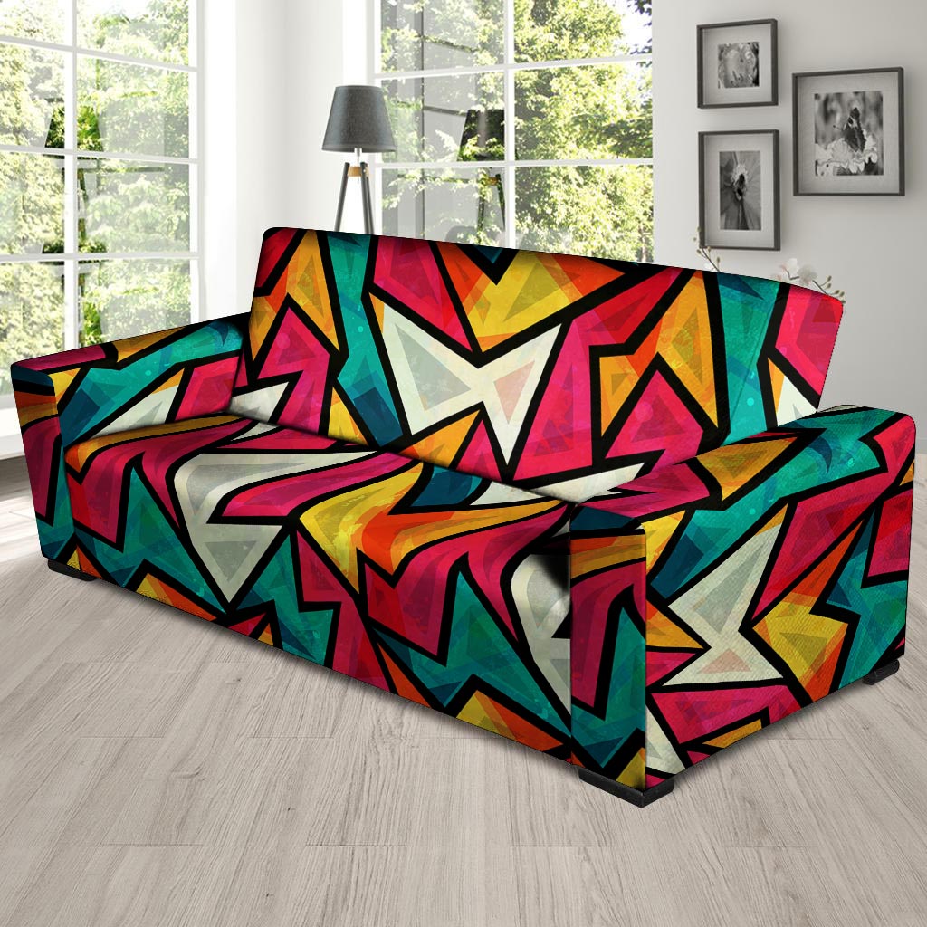Abstract Geometric Colorful Sofa Cover-grizzshop