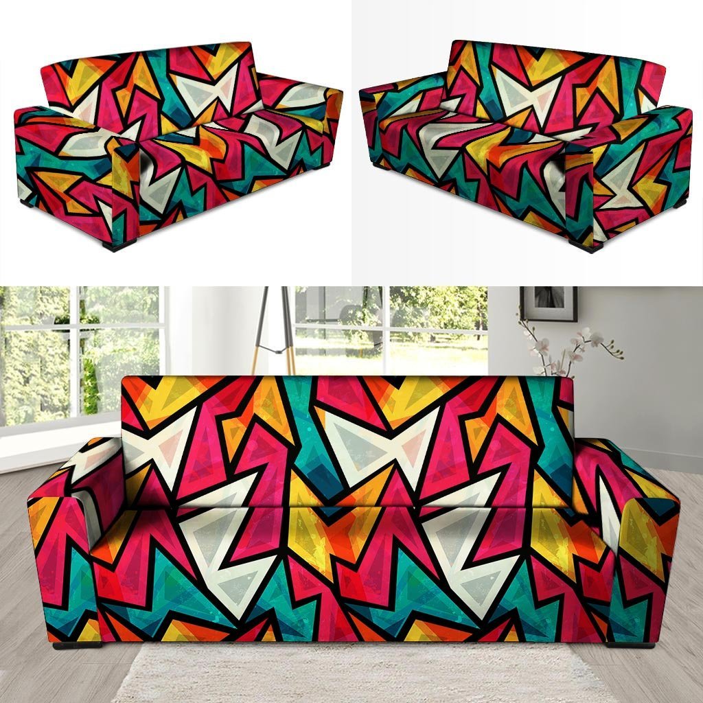 Abstract Geometric Colorful Sofa Cover-grizzshop