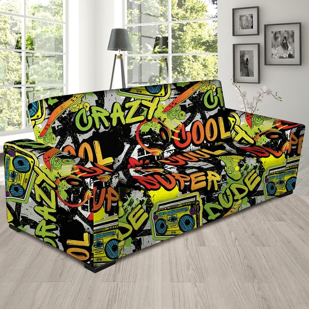 Abstract Graffiti Drips Print Sofa Cover-grizzshop