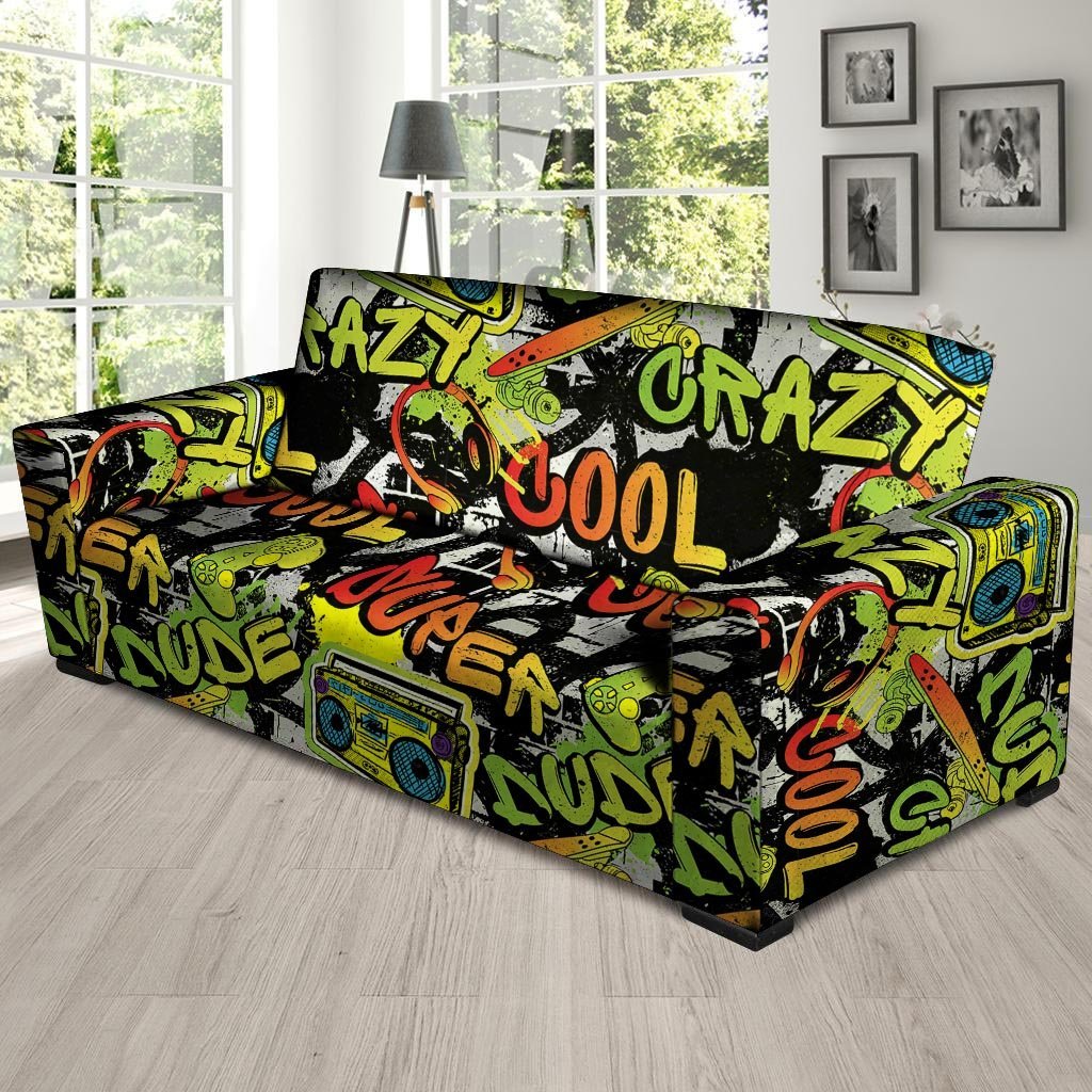Abstract Graffiti Drips Print Sofa Cover-grizzshop
