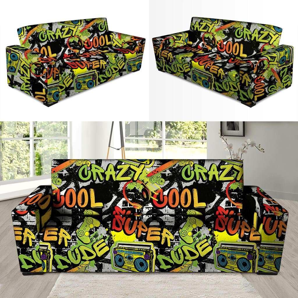 Abstract Graffiti Drips Print Sofa Cover-grizzshop