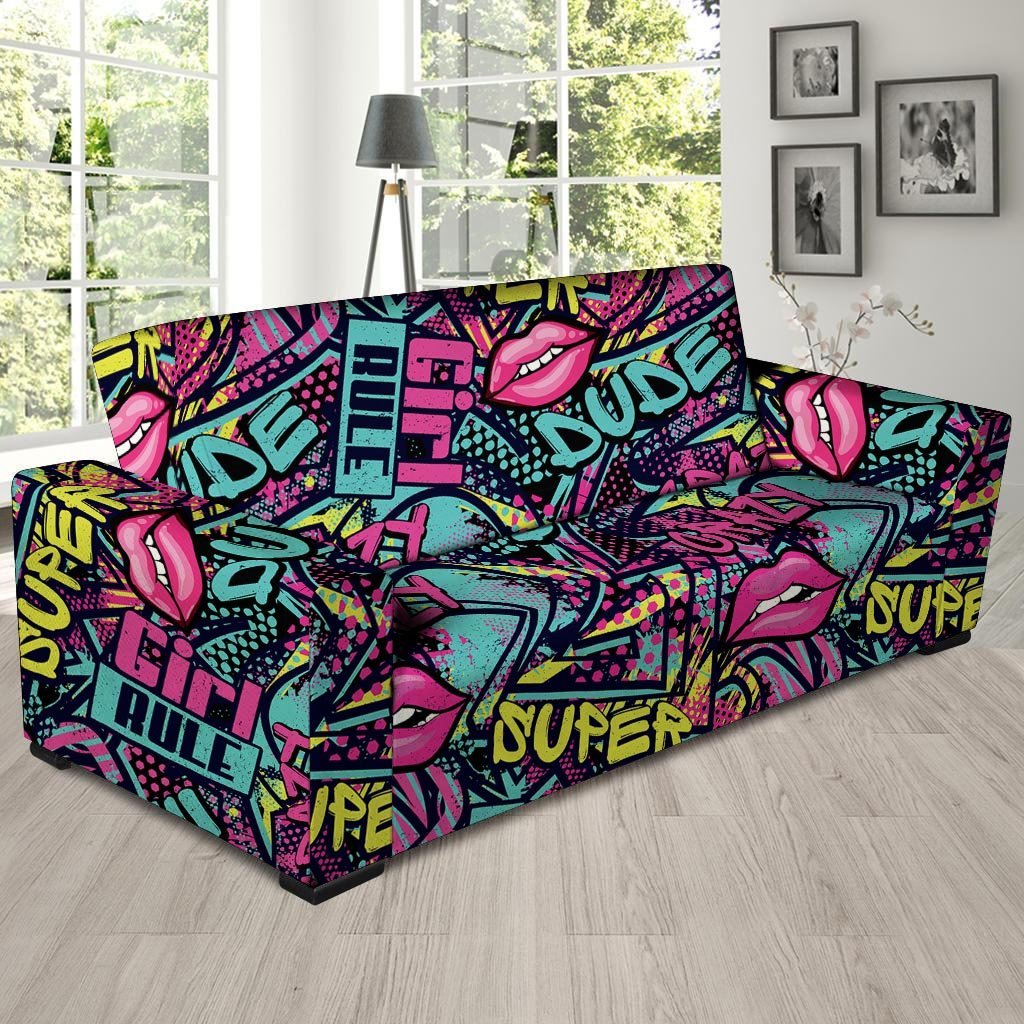 Abstract Graffiti Hiphop Lip Sofa Cover-grizzshop