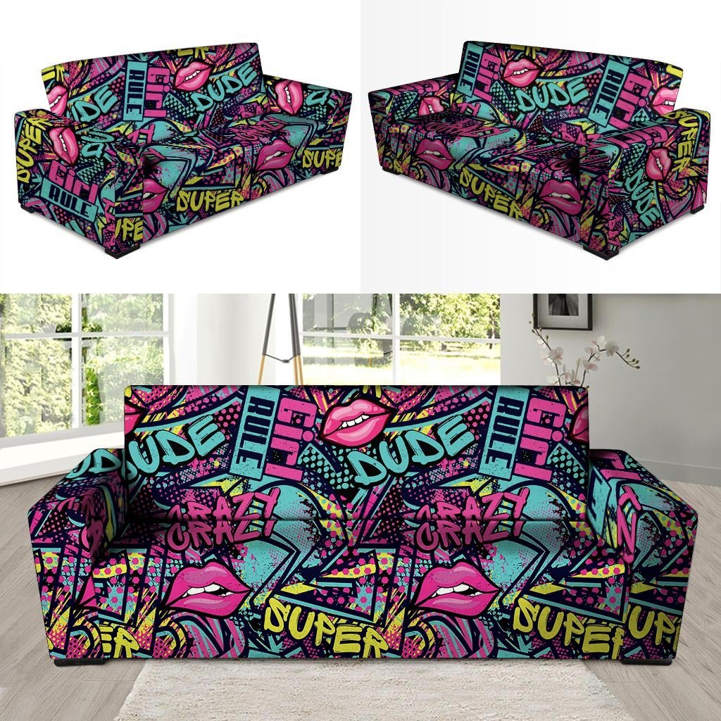 Abstract Graffiti Hiphop Lip Sofa Cover-grizzshop
