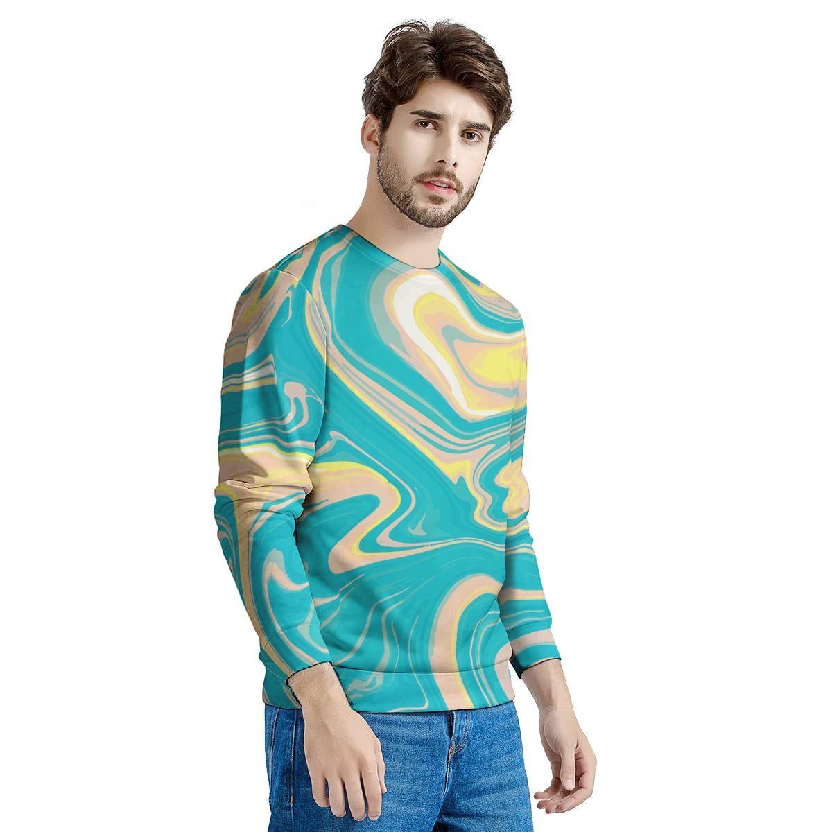 Abstract Green Marble Men's Sweatshirt-grizzshop