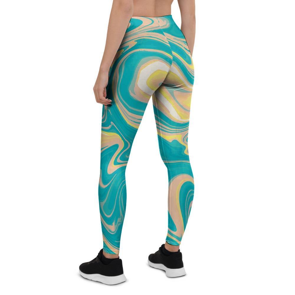 Abstract Green Marble Women's Leggings-grizzshop