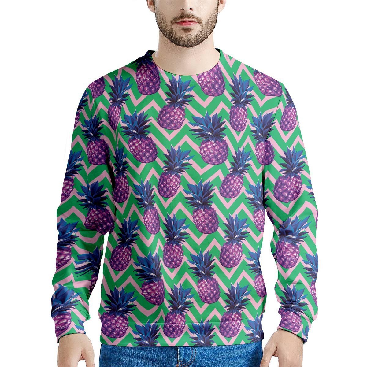 Abstract Hawaiian Pineapple Print Men's Sweatshirt-grizzshop