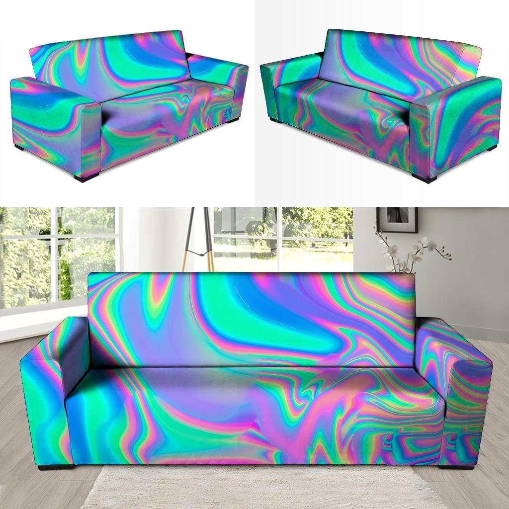 Abstract Pastel Holographic Sofa Cover-grizzshop