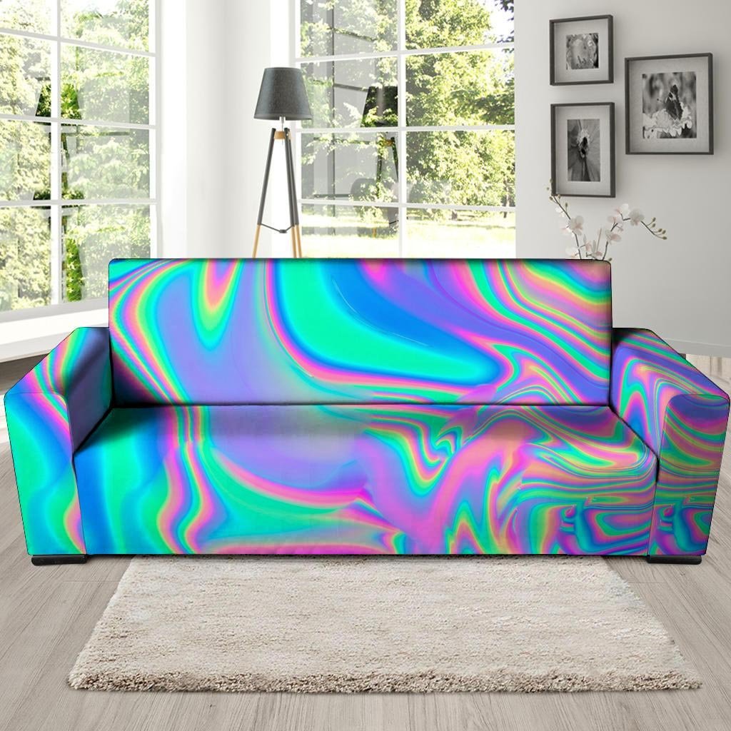 Abstract Pastel Holographic Sofa Cover-grizzshop