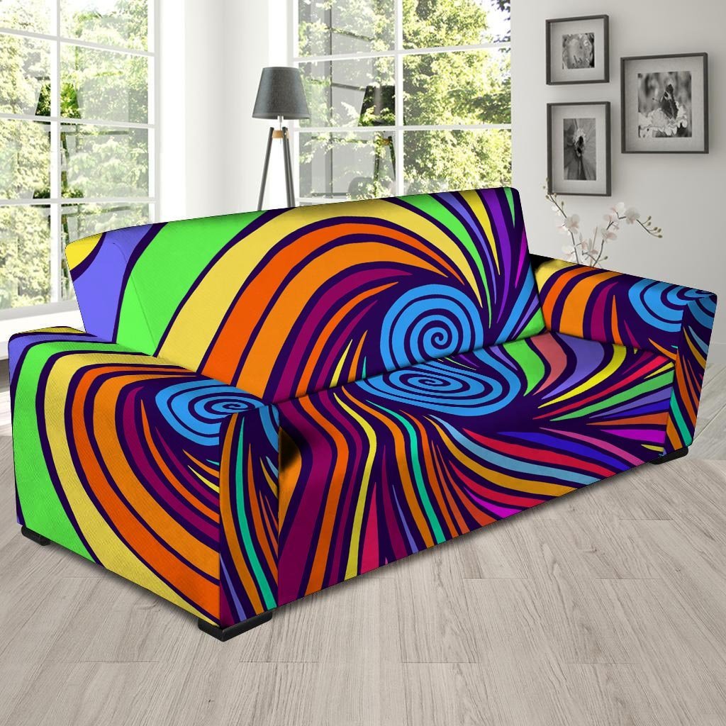 Abstract Psychedelic Colorful Wave Sofa Cover-grizzshop