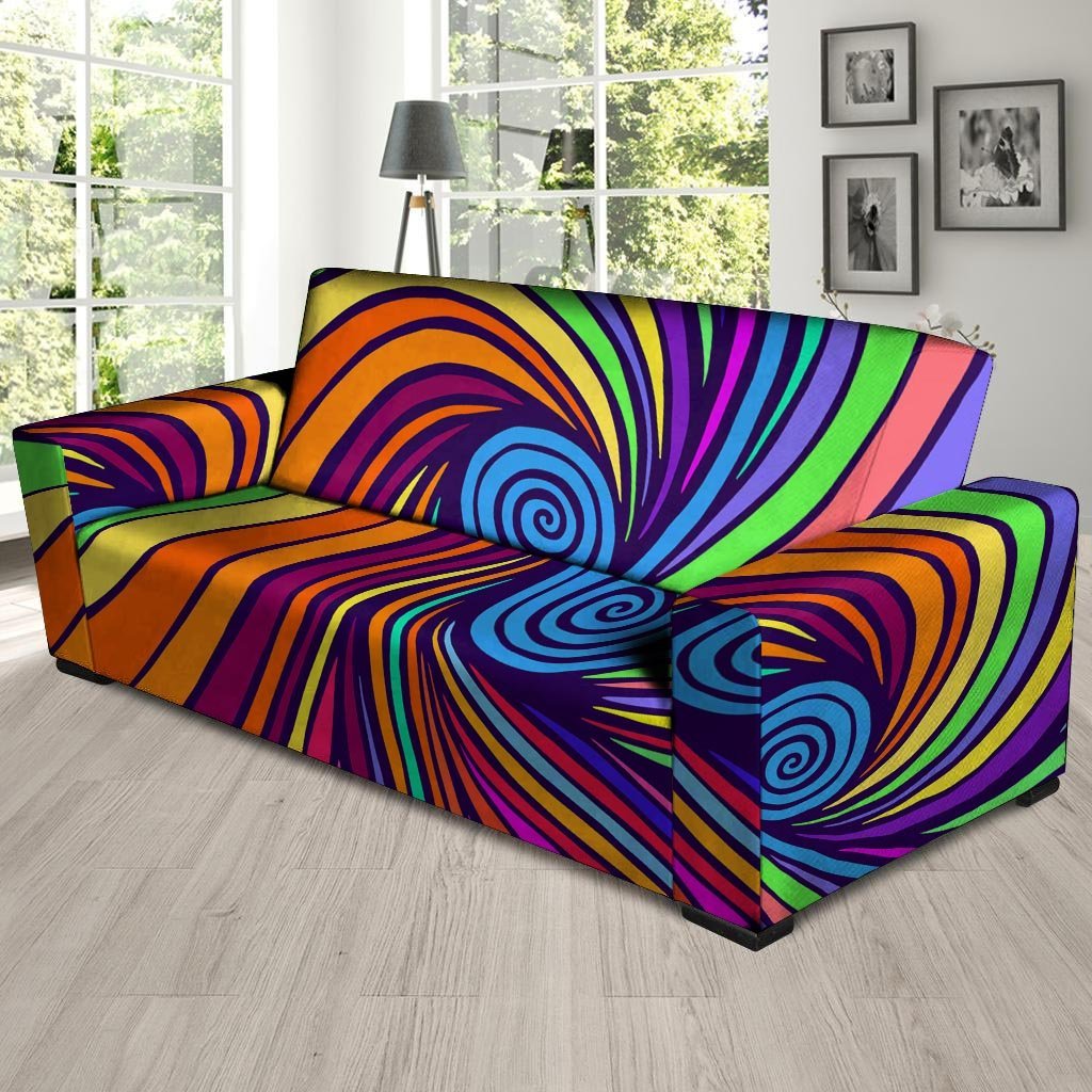 Abstract Psychedelic Colorful Wave Sofa Cover-grizzshop