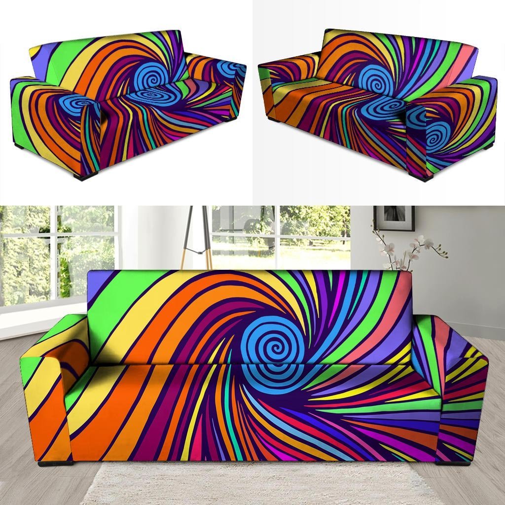 Abstract Psychedelic Colorful Wave Sofa Cover-grizzshop