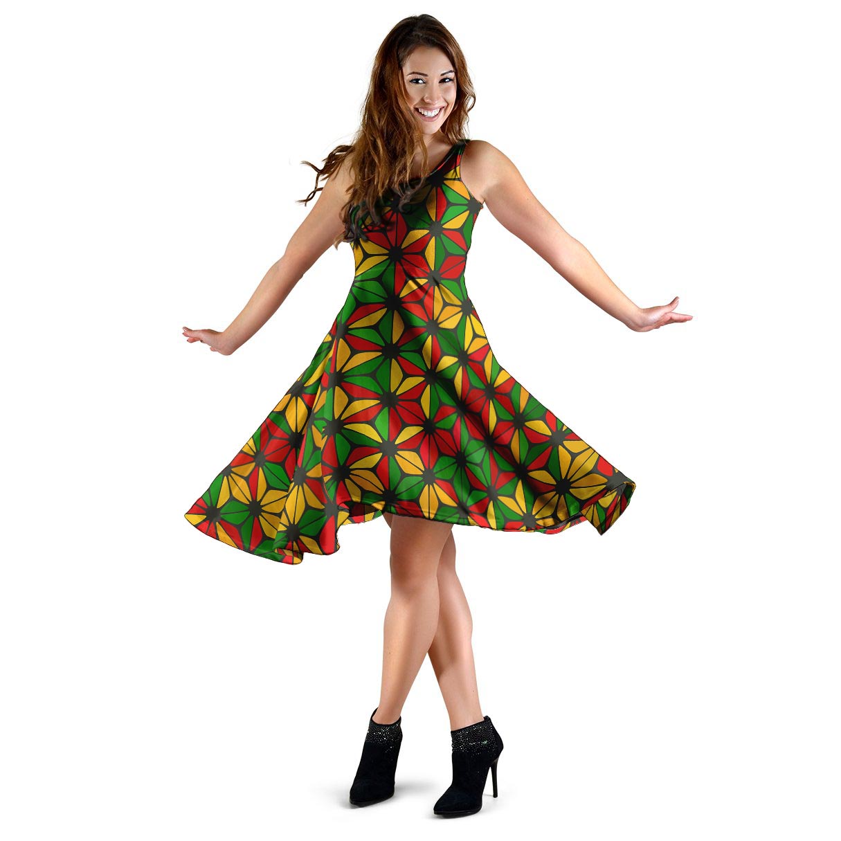 Abstract Reggae Rasta Dress-grizzshop