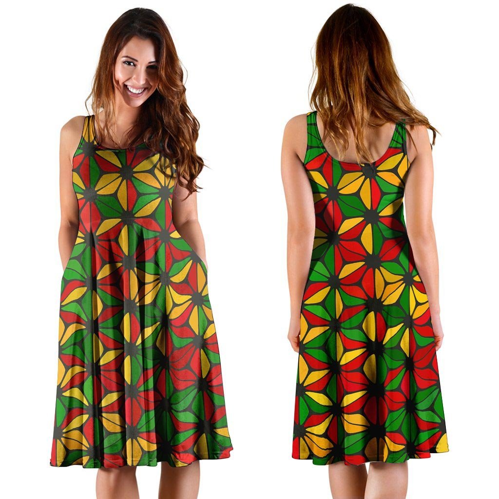 Abstract Reggae Rasta Dress-grizzshop