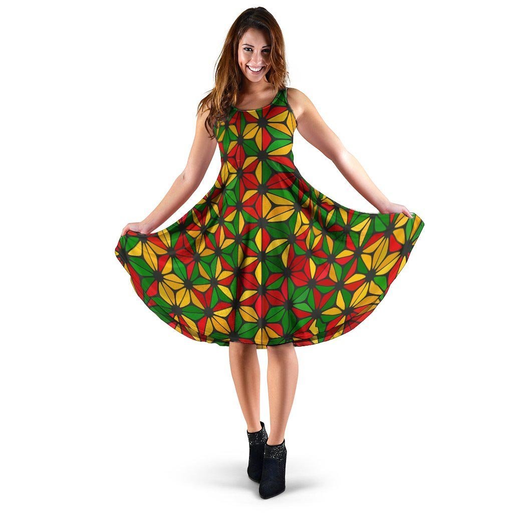 Abstract Reggae Rasta Dress-grizzshop