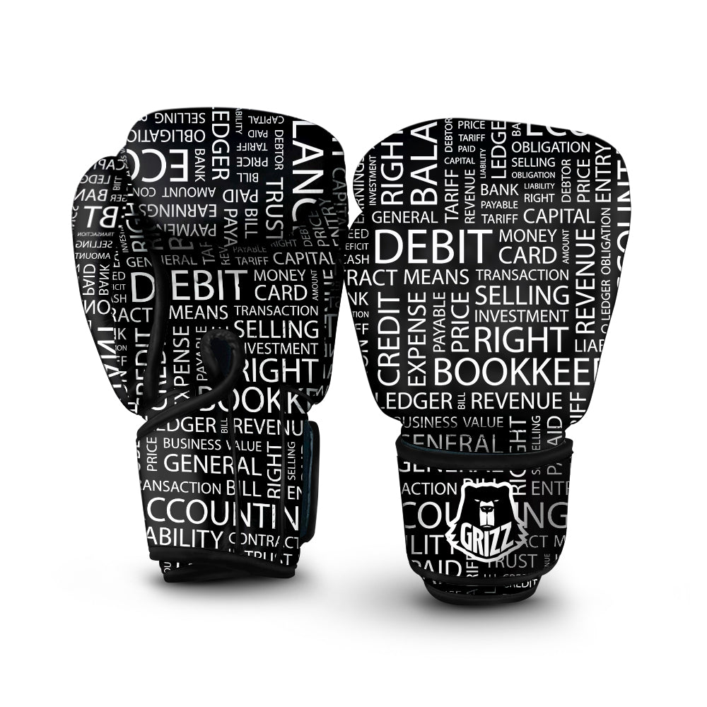 Accounting Word Print Boxing Gloves-grizzshop