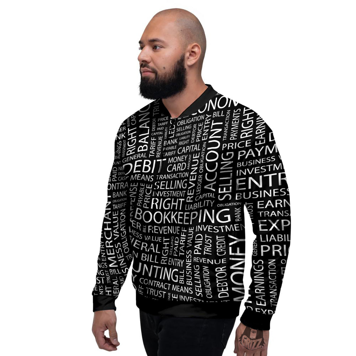 Accounting Word Print Men's Bomber Jacket-grizzshop