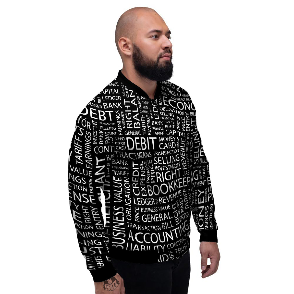 Accounting Word Print Men's Bomber Jacket-grizzshop