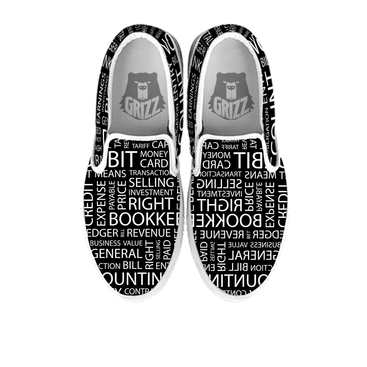 Accounting Word Print White Slip On Shoes-grizzshop