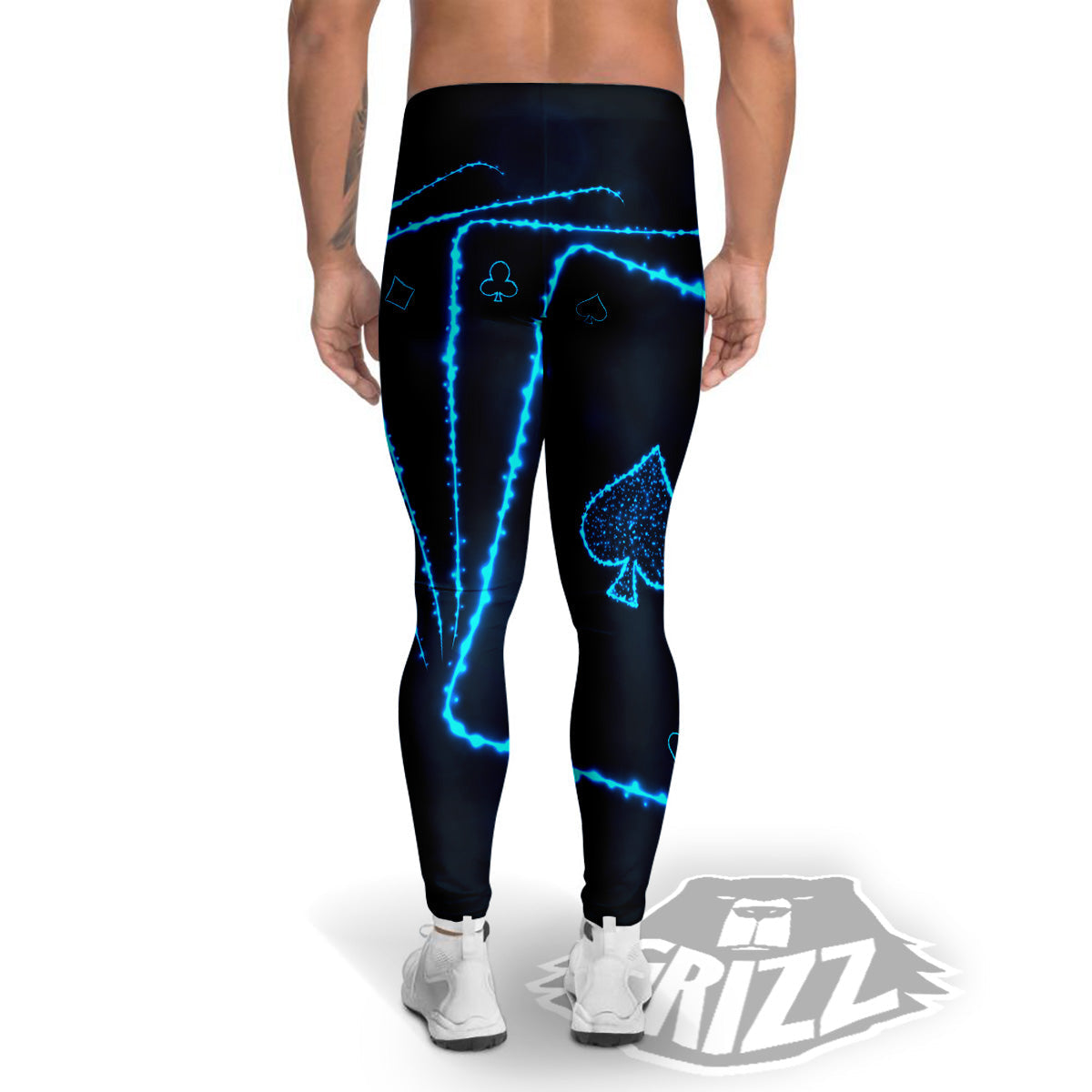 Ace Card Blue Print Men's Leggings-grizzshop