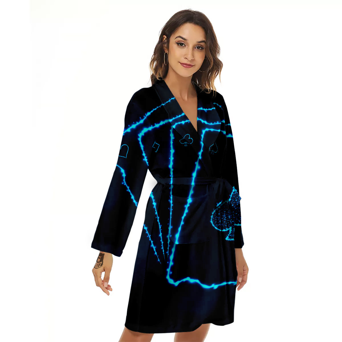 Ace Card Blue Print Women's Robe-grizzshop