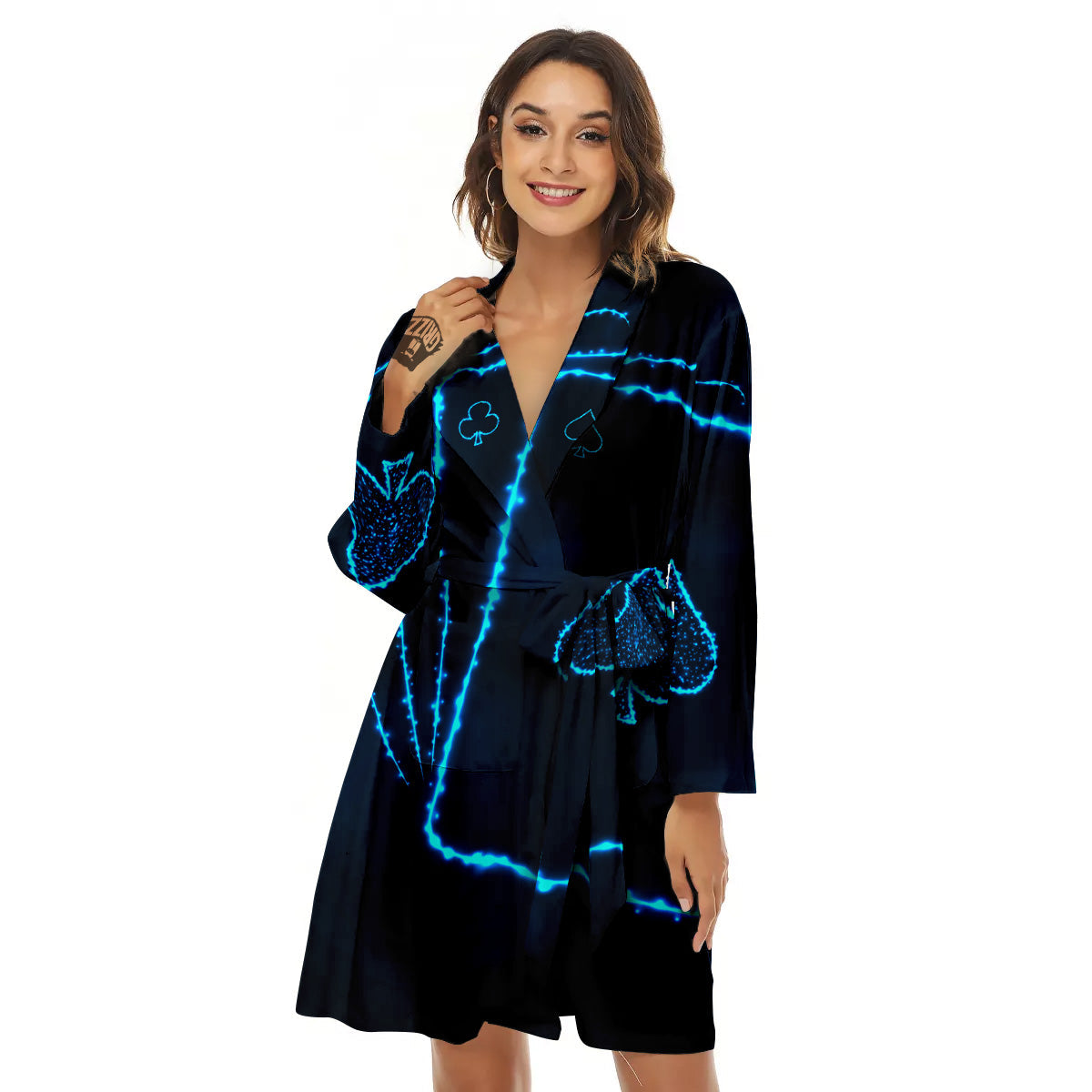 Ace Card Blue Print Women's Robe-grizzshop
