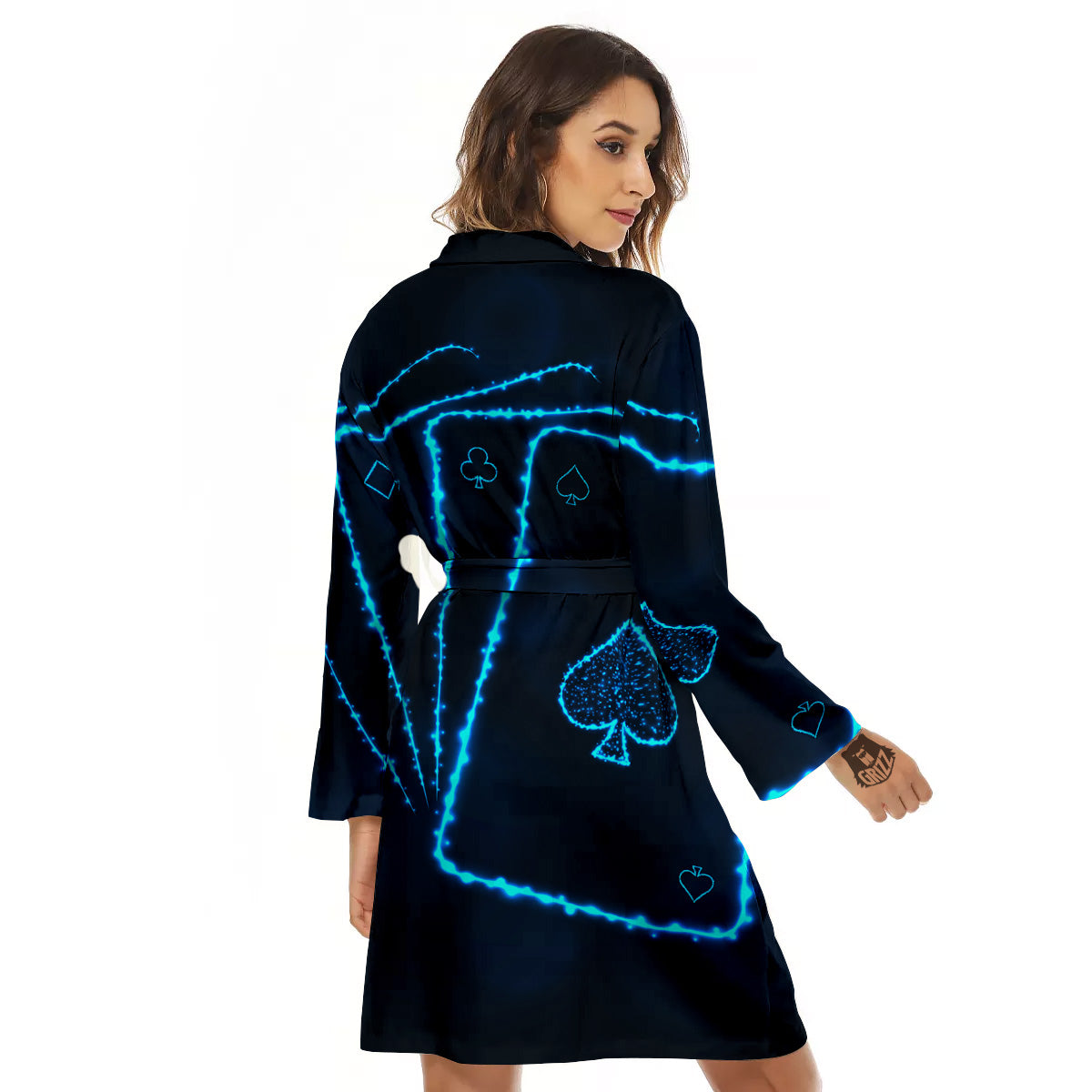 Ace Card Blue Print Women's Robe-grizzshop