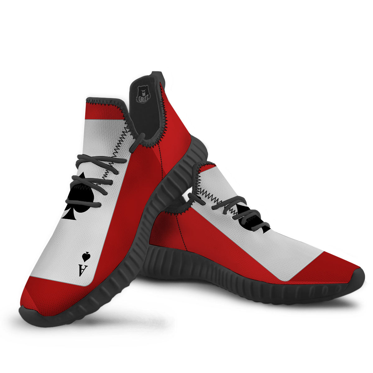 Ace Cards Print Black Walking Shoes-grizzshop