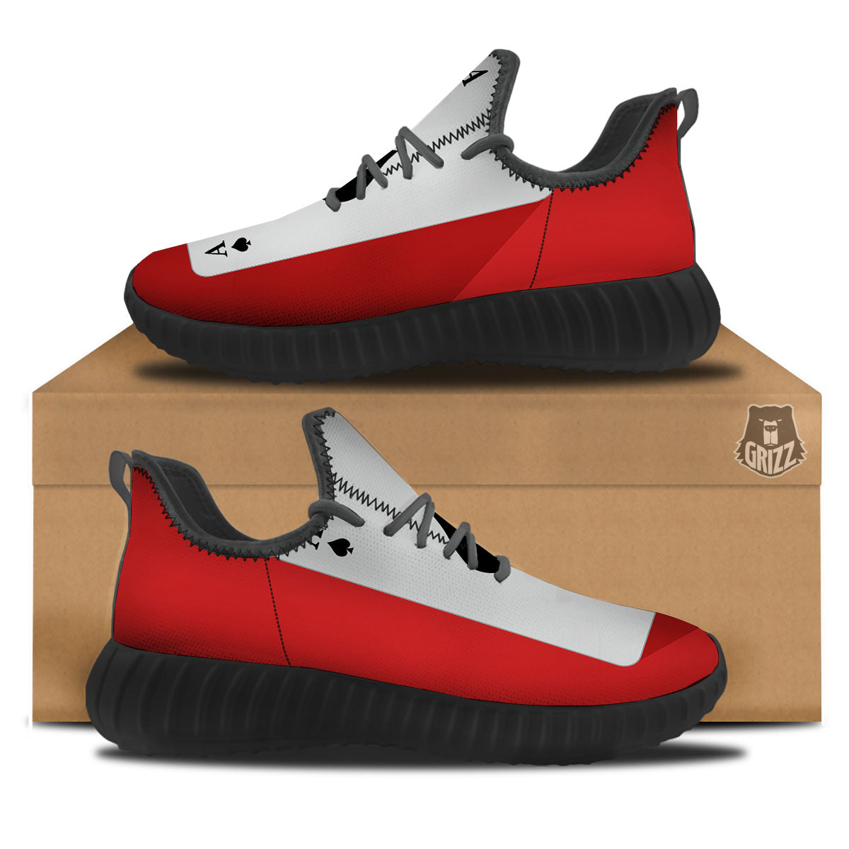 Ace Cards Print Black Walking Shoes-grizzshop