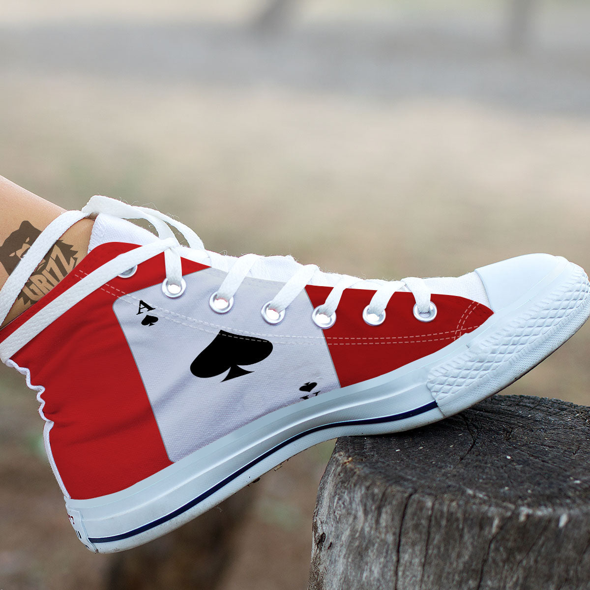 Ace Cards Print White High Top Shoes-grizzshop