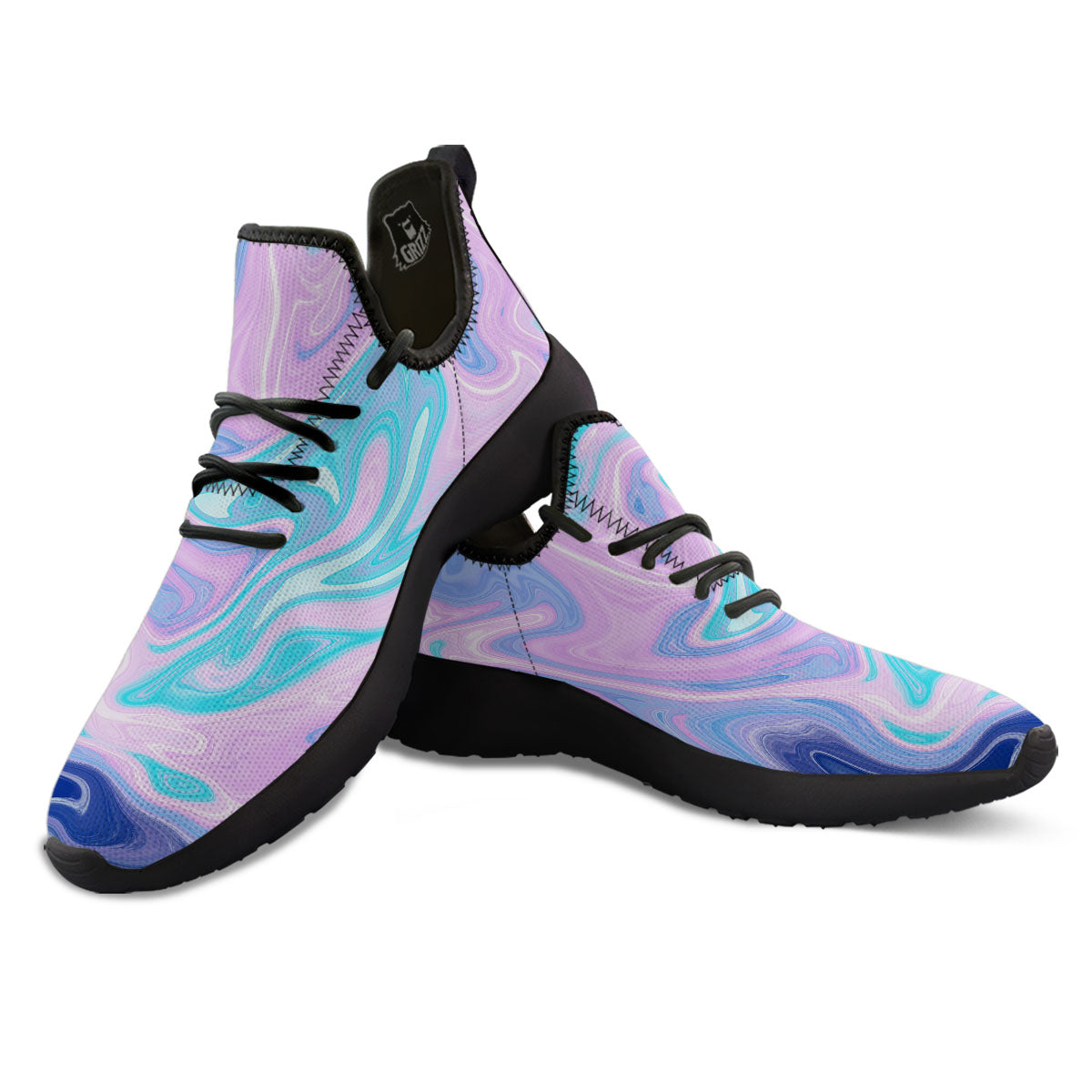 Acid Melt Blue And Pink Print Black Athletic Shoes-grizzshop
