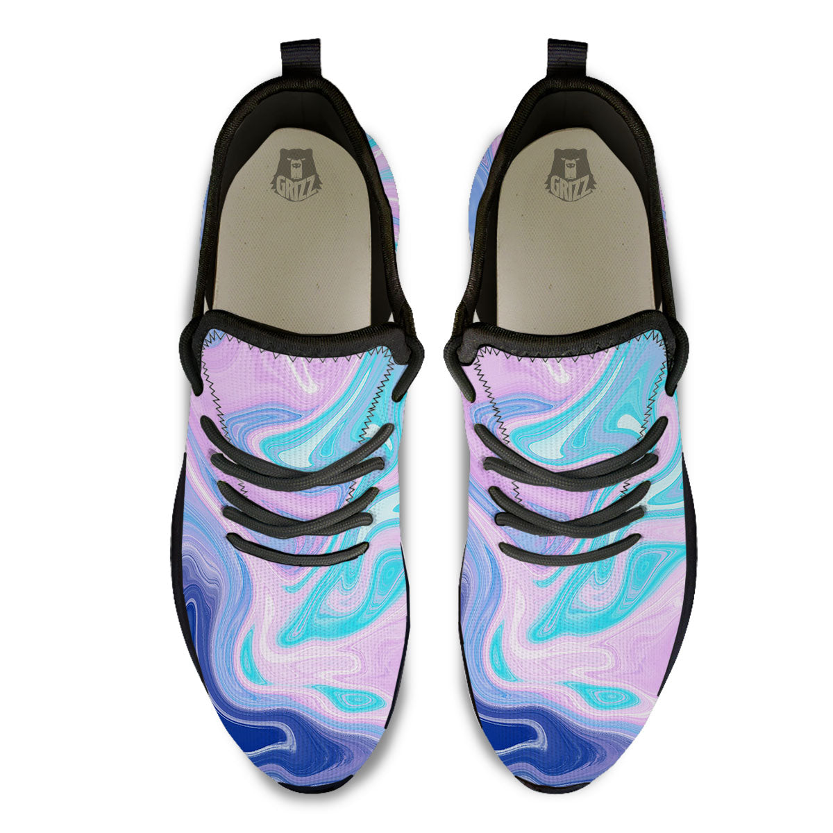 Acid Melt Blue And Pink Print Black Athletic Shoes-grizzshop