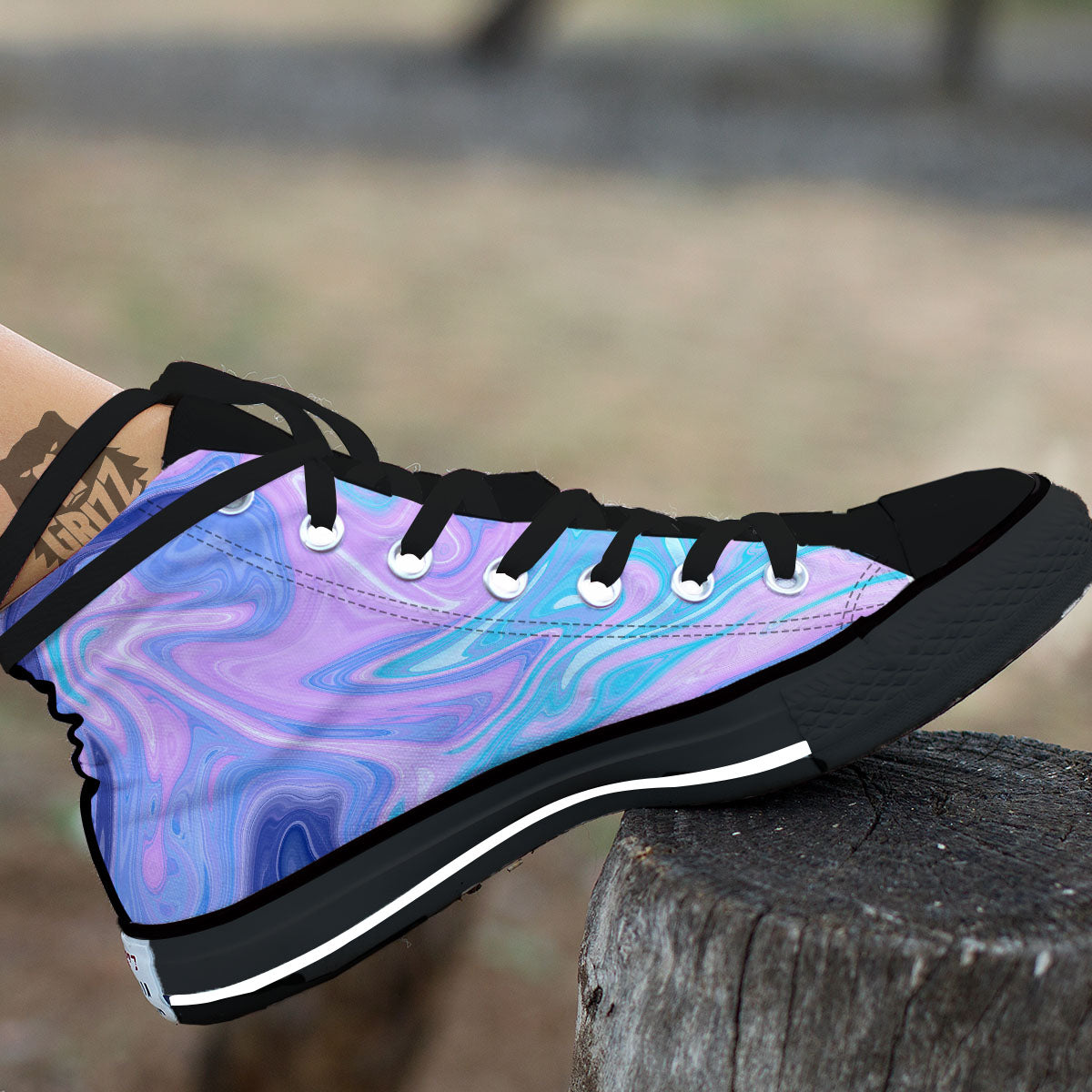 Acid Melt Blue And Pink Print High Top Shoes-grizzshop