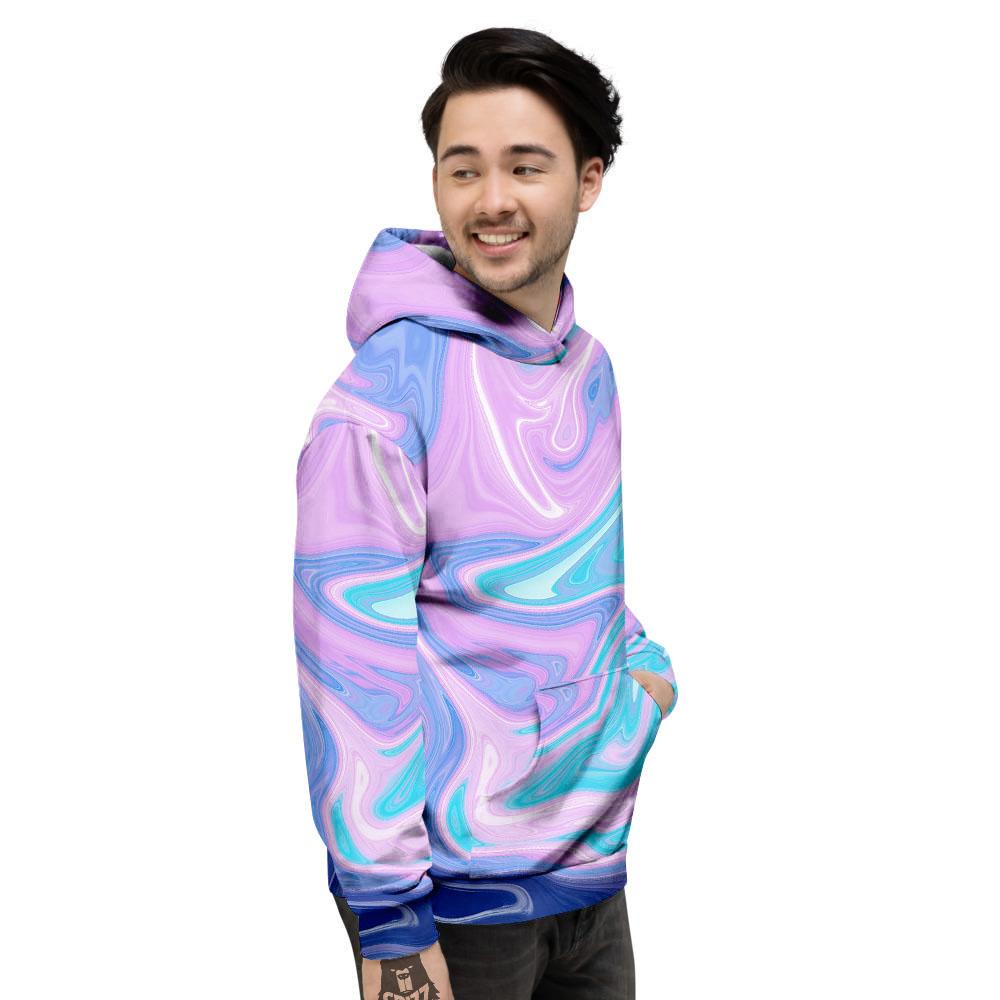 Acid Melt Blue And Pink Print Men's Hoodie-grizzshop