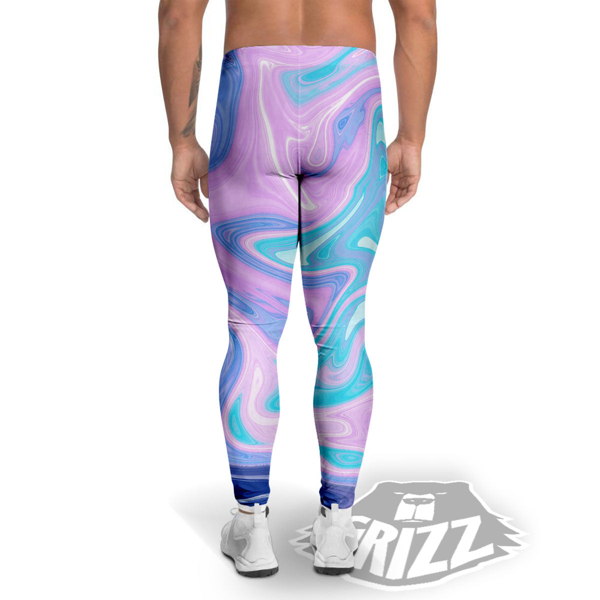 Acid Melt Blue And Pink Print Men's Leggings-grizzshop