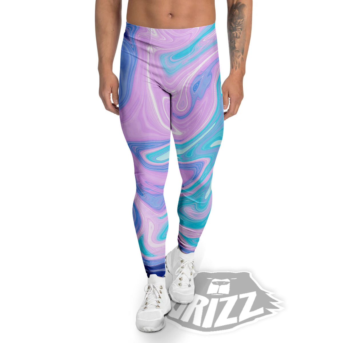 Acid Melt Blue And Pink Print Men's Leggings-grizzshop