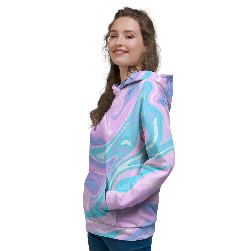 Acid Melt Blue And Pink Print Women's Hoodie-grizzshop