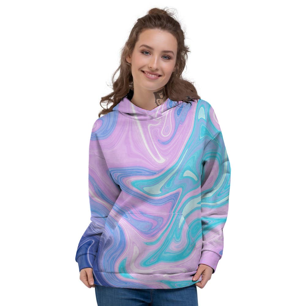Acid Melt Blue And Pink Print Women's Hoodie-grizzshop