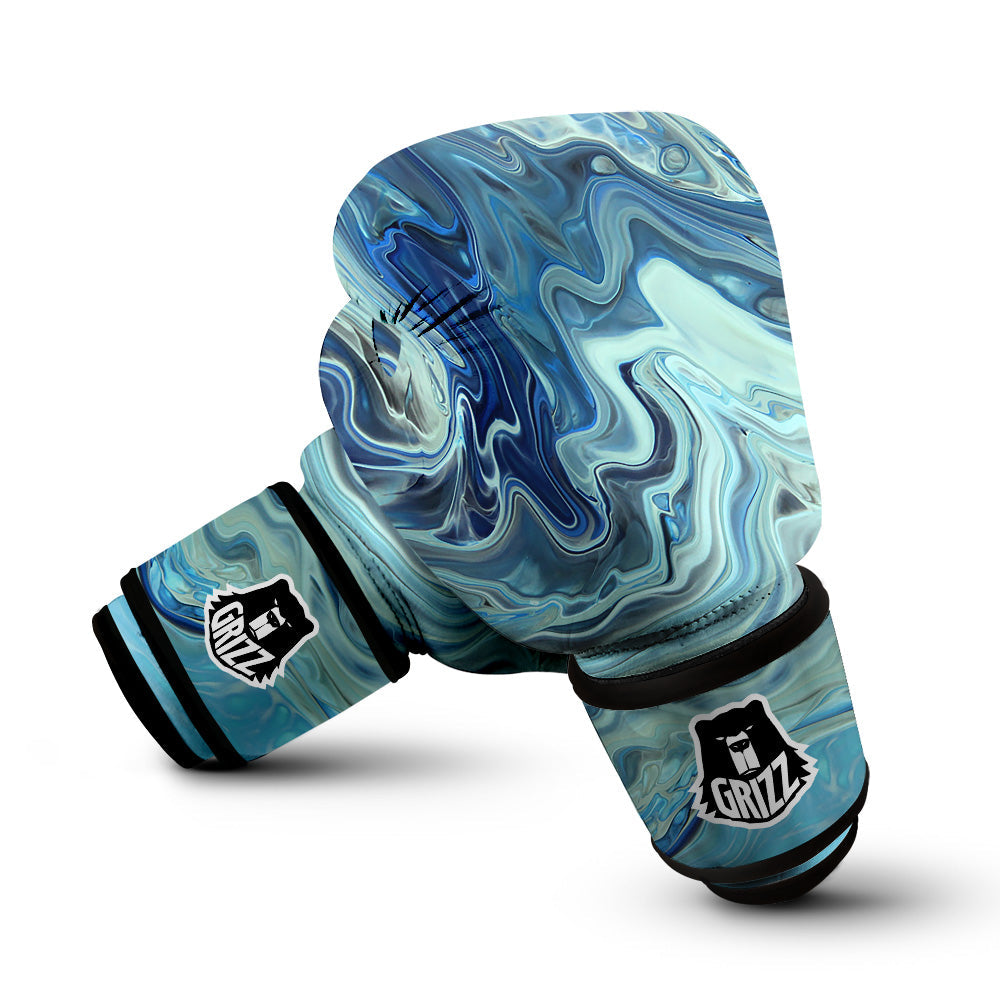 Acid Melt Blue Ocean Print Boxing Gloves-grizzshop