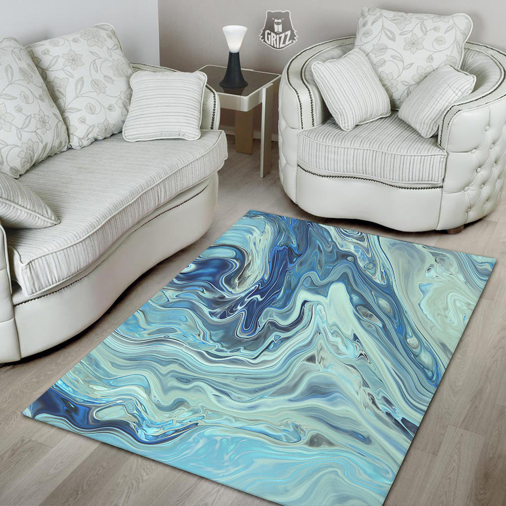 Acid Melt Blue Ocean Print Floor Mat-grizzshop