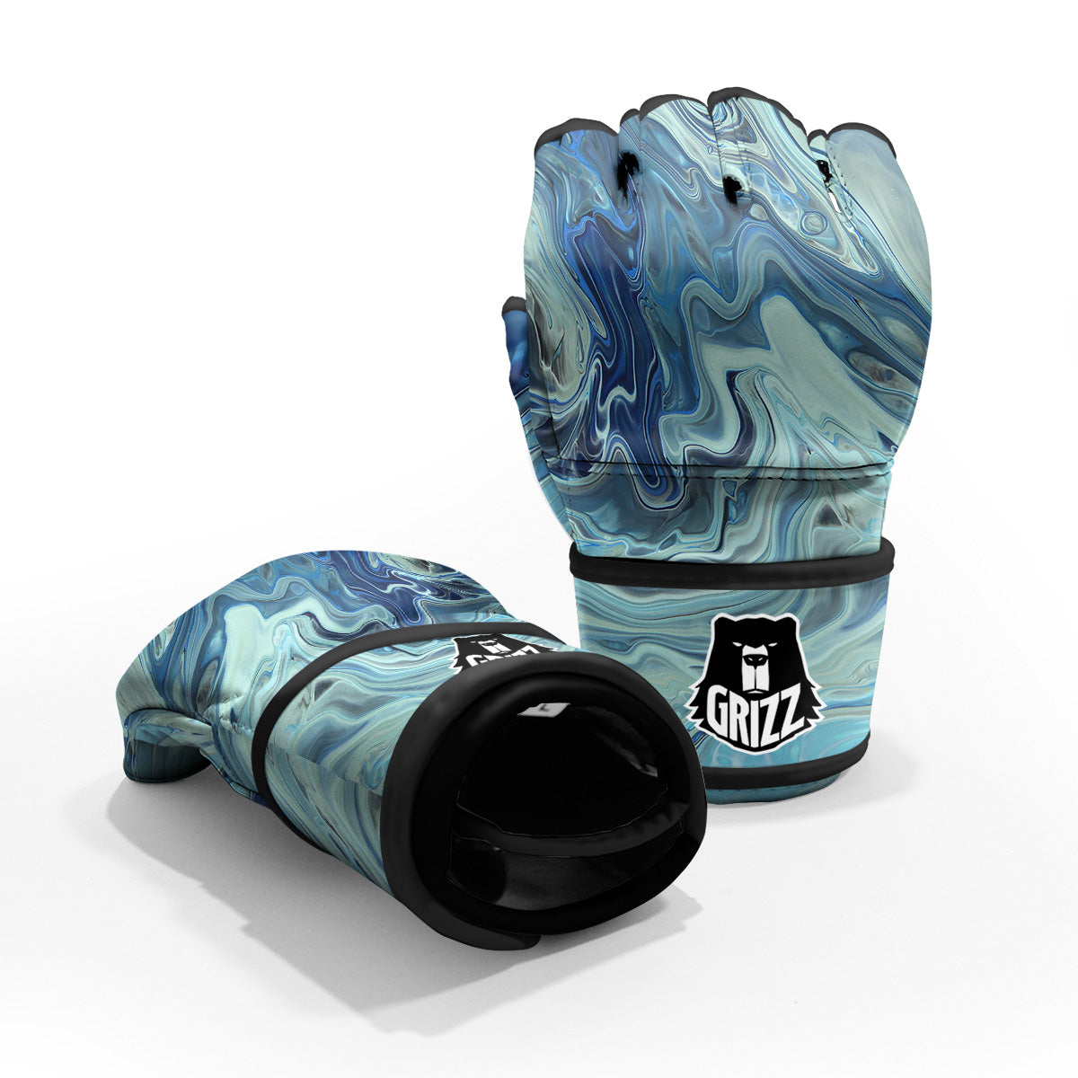 Acid Melt Blue Ocean Print MMA Gloves-grizzshop