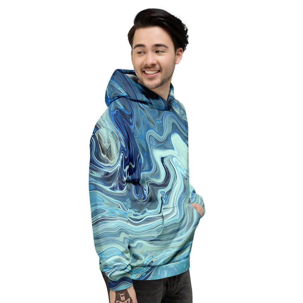 Acid Melt Blue Ocean Print Men's Hoodie-grizzshop