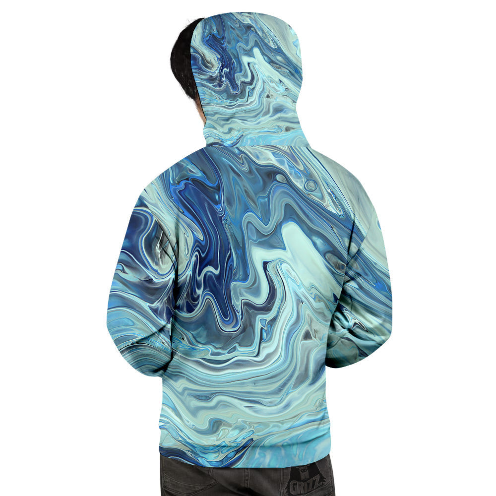 Acid Melt Blue Ocean Print Men's Hoodie-grizzshop