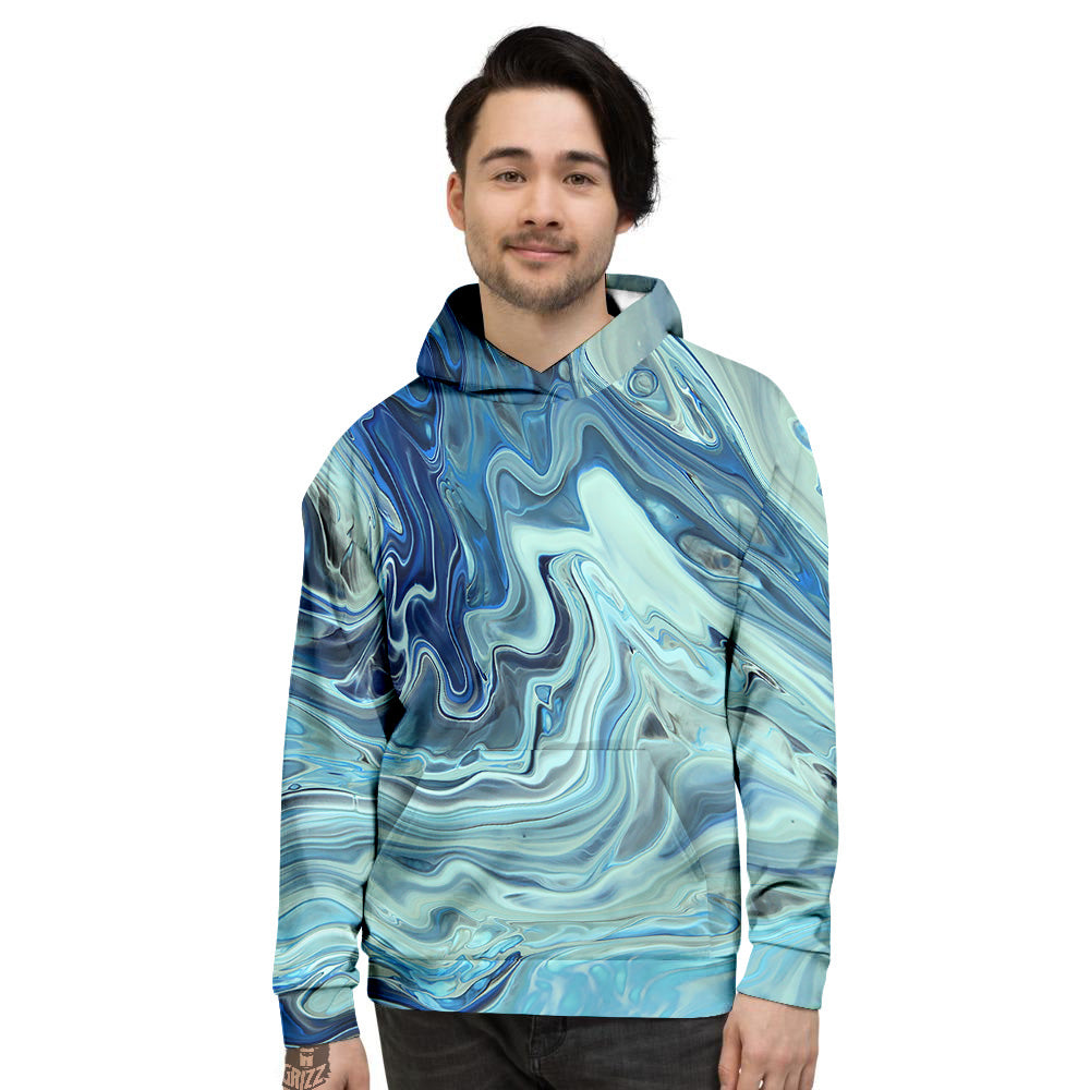 Acid Melt Blue Ocean Print Men's Hoodie-grizzshop